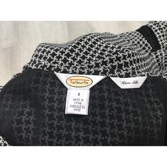 Talbots Womans Size 8 100% Pure Silk A-Line Skirt Lined Side Zip Black, White - Picture 9 of 12